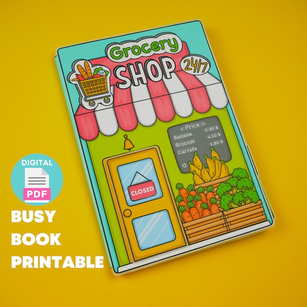 Printable Grocery shop for kids, Busy book, Quiet books, Pretend play printable for toddlers