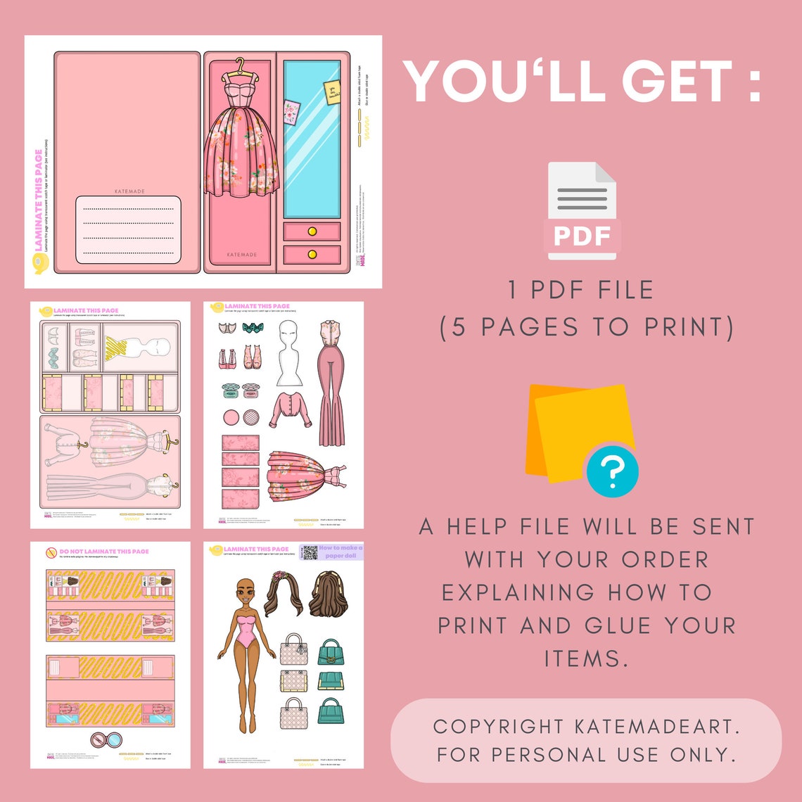 Paper Doll Printables DIY Kits for Kids Dress up Doll - Etsy