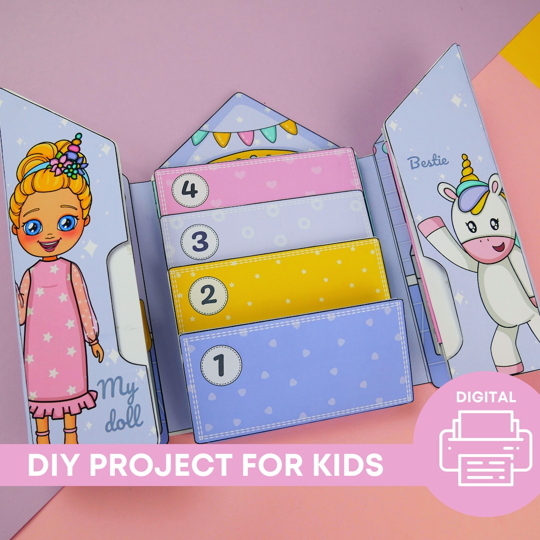 Printable DIY Project for Kids Unicorn Dollhouse Paper Dolls