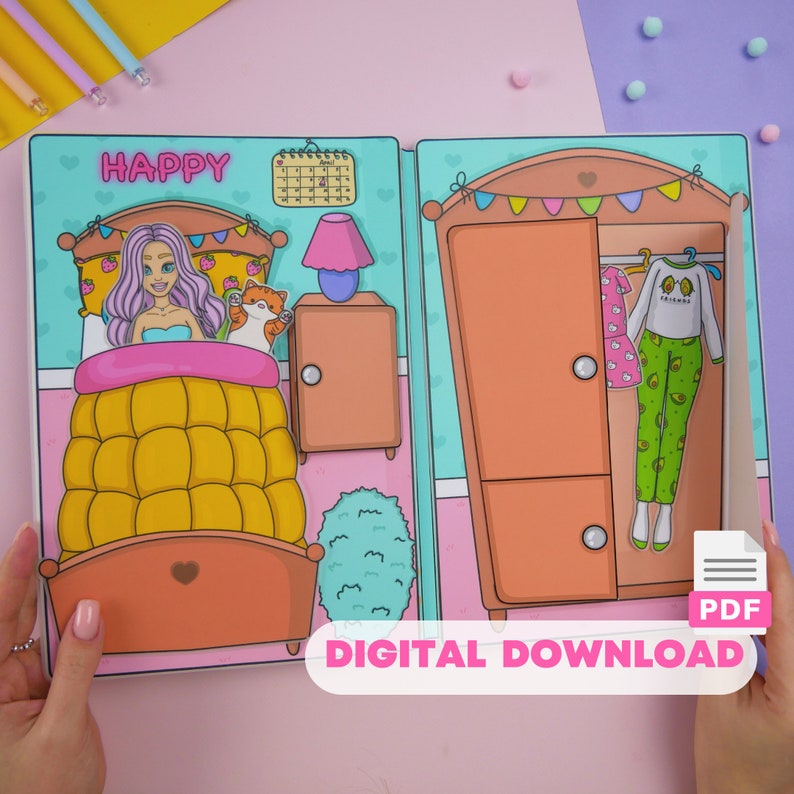 Printable Dollhouse Busy Book & Activities for Kids PDF 画像 1