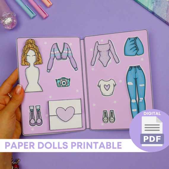 Clothes for Paper Dolls Printable DIY Activities, Girls Activity Book,  Paper Crafts for Kids 