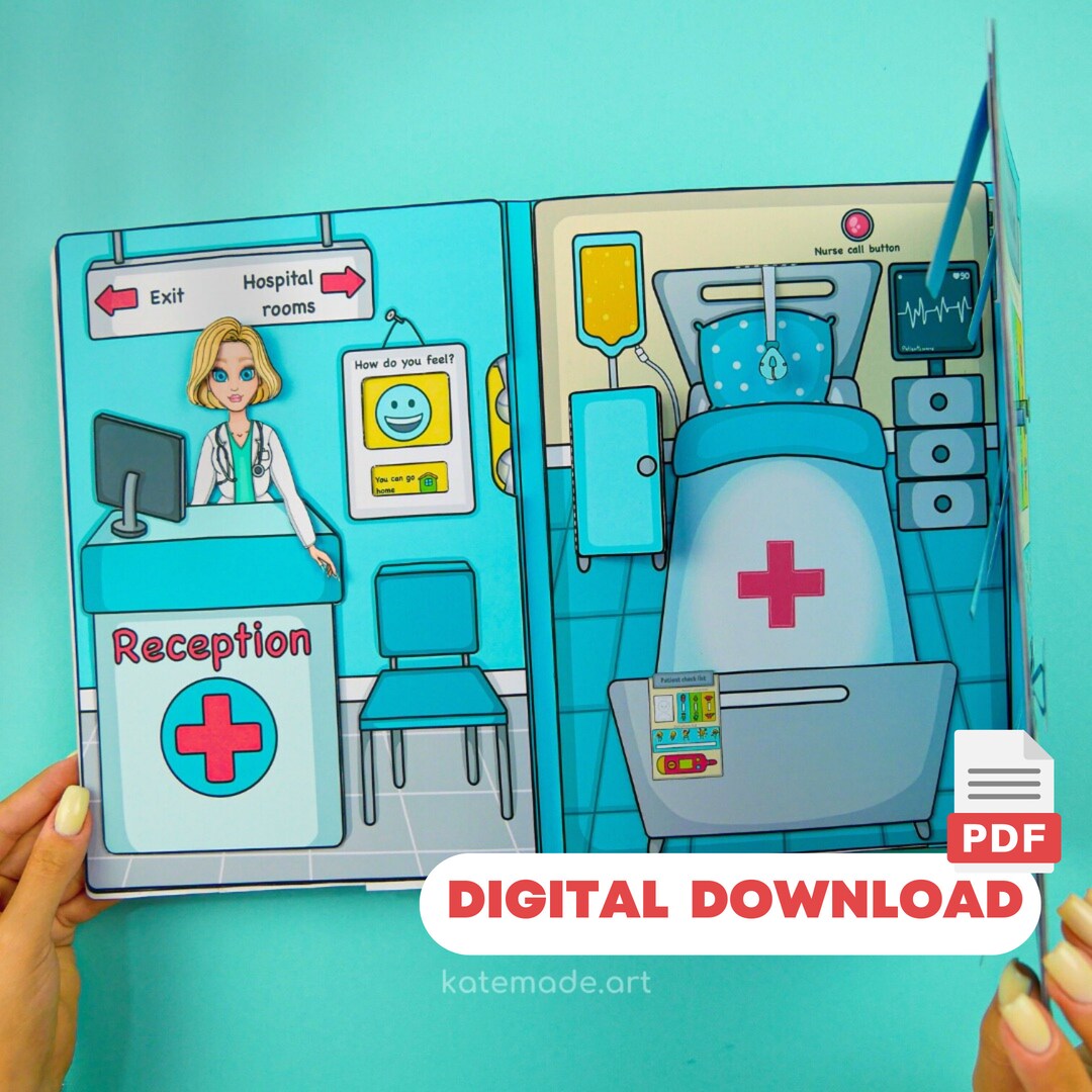 Printable Hospital Busy Book for Kids Paper Dolls Etsy