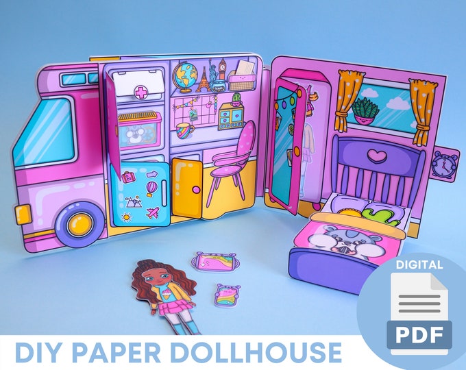 Printable Dollhouse Girls Activity Book, Camper Printable, Paper Crafts ...