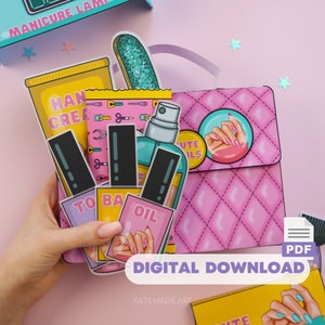 Printable Nail Salon Kit for girls DIY Instant download Busy book