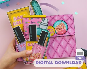 Kit de salón de uñas imprimible para niñas DIY Descarga instantánea Libro ocupado