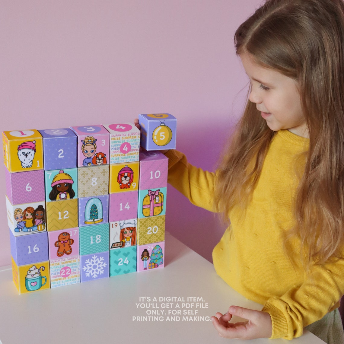Printable Advent Calendar for Kids Instant Download DIY Etsy
