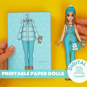 Printable Paper Dolls & Cute Blue Outfit DIY Activities for Kids, Busy Book image 1