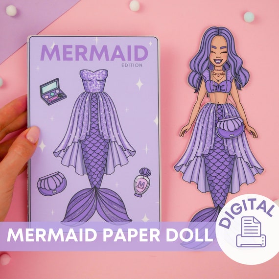 Muñecas De Papel Imprimibles Sirena Y Ropa Actividades De - Etsy España