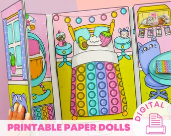 Printable Dollhouse Pop It, Activities for Kids DIY, Busy Book