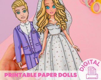 Printable Paper Dolls & Wedding dresses Activities for Kids DIY