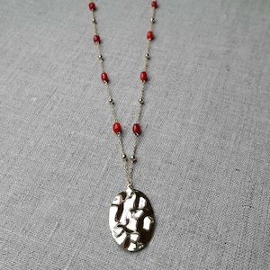 Gold necklace and Red Coral