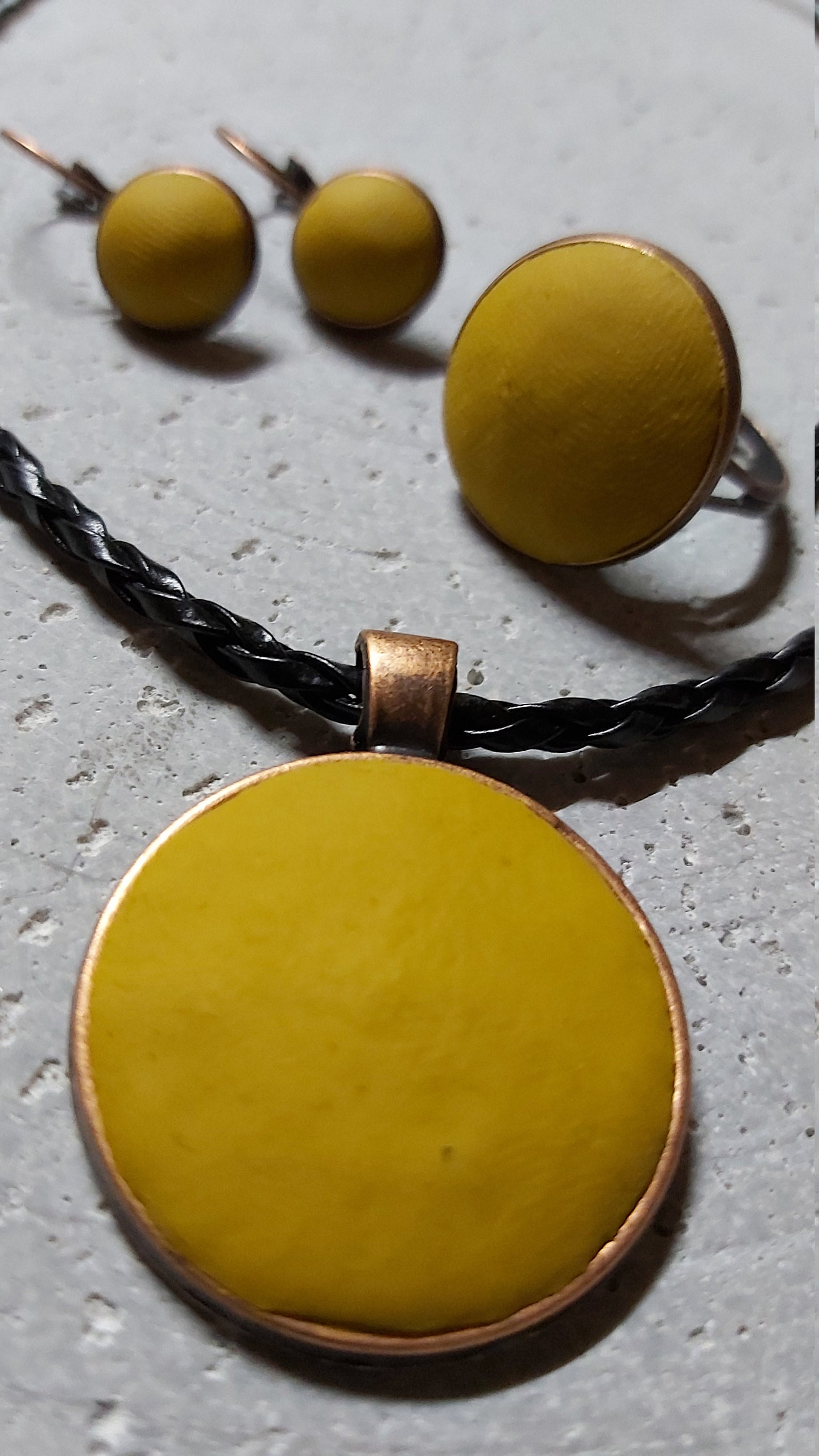 Ocher Leather Effect Jewellery Set Etsy