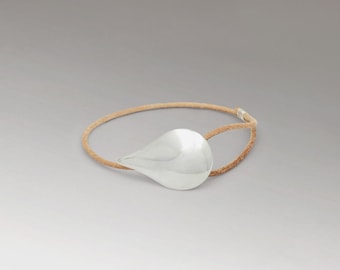Goddess Freja bracelet - the Tear handmade in brown leather and sterling silver 935, high quality jewellery - Freya & Thor of Sweden,