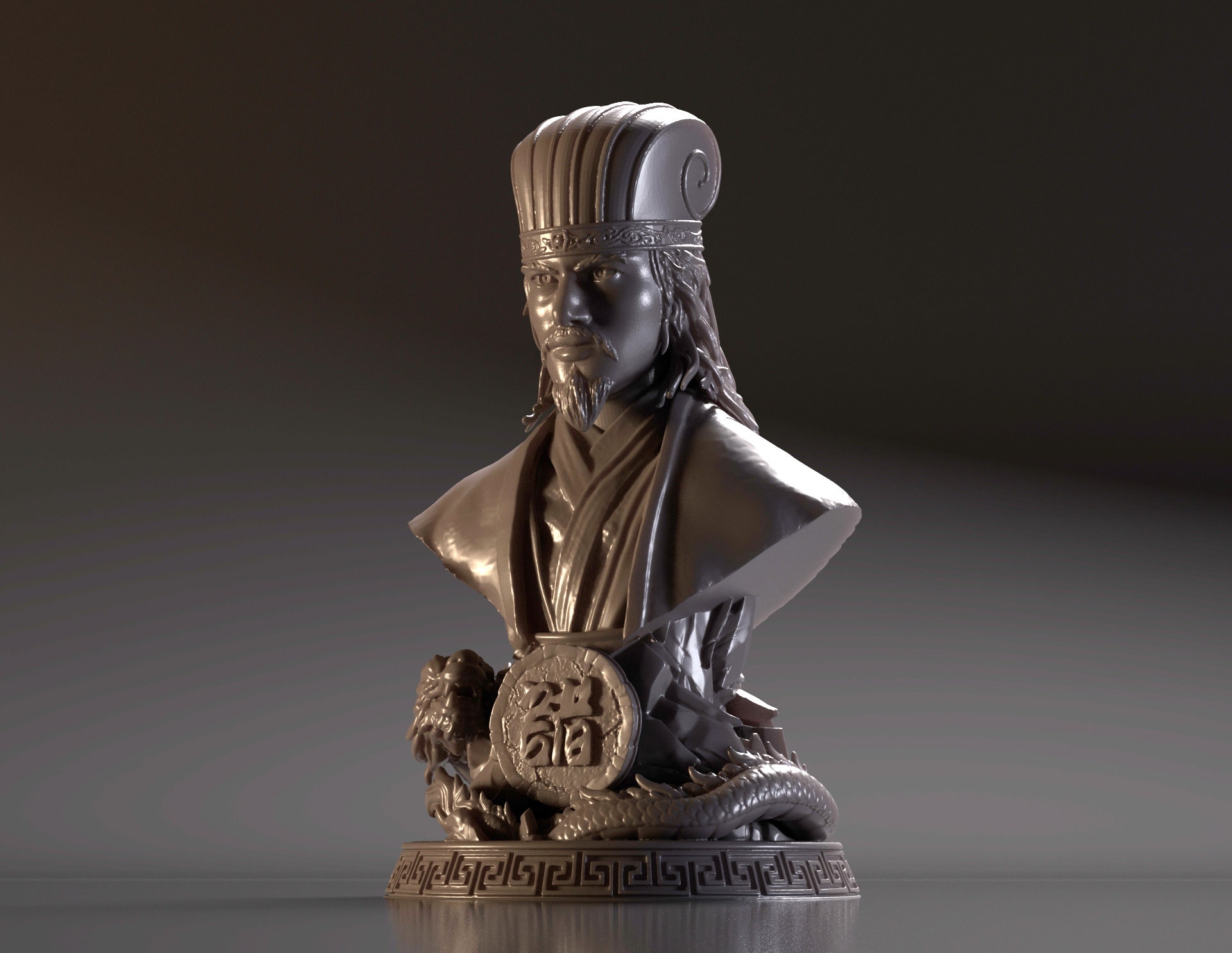 Bust of Zhuge Liang Romance of the Three Kingdoms 3D Print Model