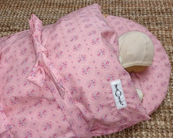 Steckkissen rosa (Babyschlafsack) Nestchen Wickelkissen Taufkissen Stillkissen Bettchen Babydecke Wolldecke