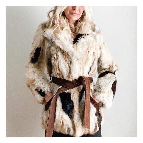 Multi-Color Rabbit Fur Coat