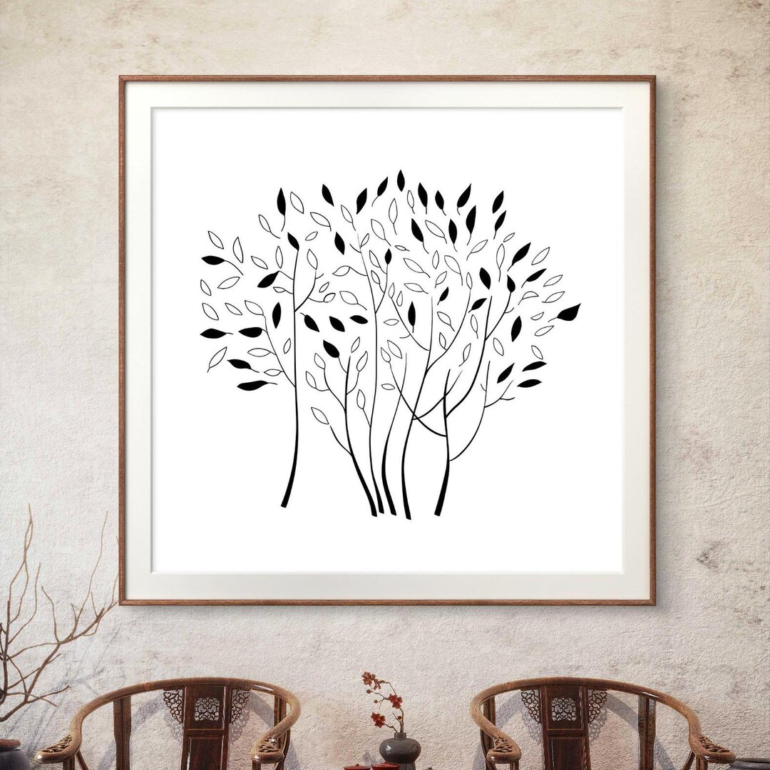 Botanical Line Art Print – Minimalist Black and White Decor (SVG ...