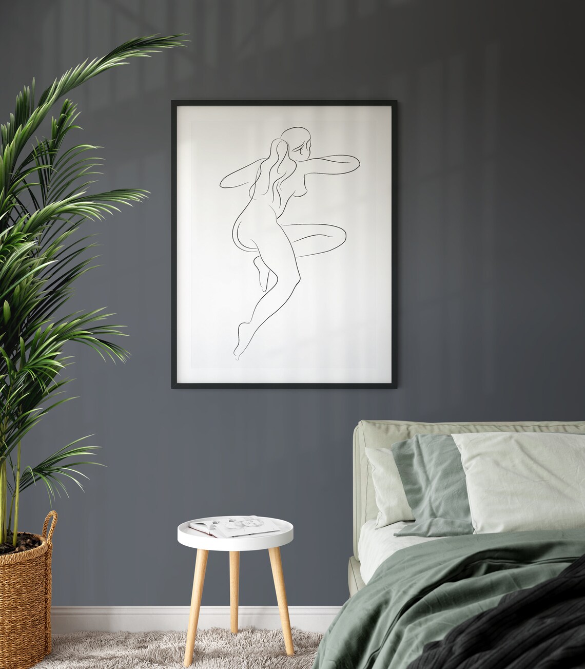 Fine Art Nude Print Nude Line Drawing Erotic Nudity Nude Female Back Instant Download Digital