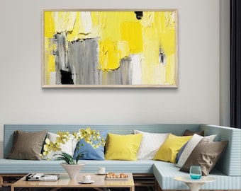 Arte abstracto en amarillo intenso: ilustraciones imprimibles de alta resolución para interiores modernos