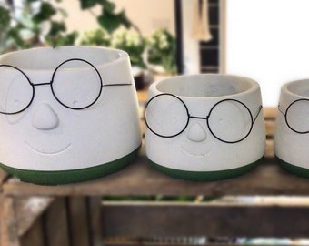 Pots with Glasses Geek Planters  - Best Selling Geek Pot- 4 sizes- Perfect Gift idea with Plant Upgrade - An Amazing Geek Gift Idea