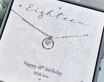Sterling Silver Heart Pendant Necklace, 18th Birthday Gift
