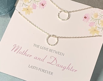 Mum Daughter Matching Necklaces Set, Mom Daughter Gift Set of 2, Dainty Karma, Two Matching Necklaces, Sterling Silver, 16" 18" 20"