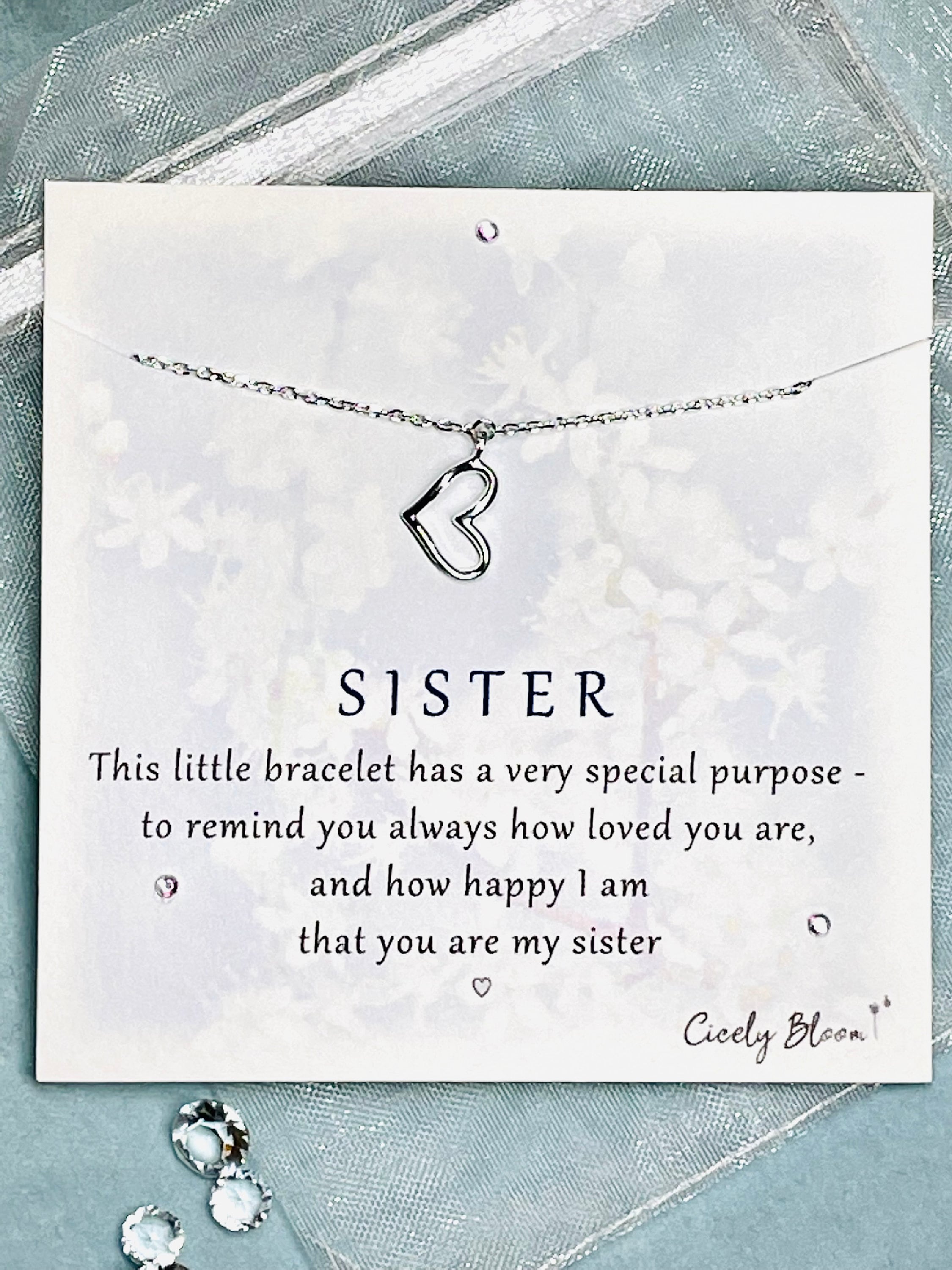 Silver Bracelet Sister Birthday Gift 