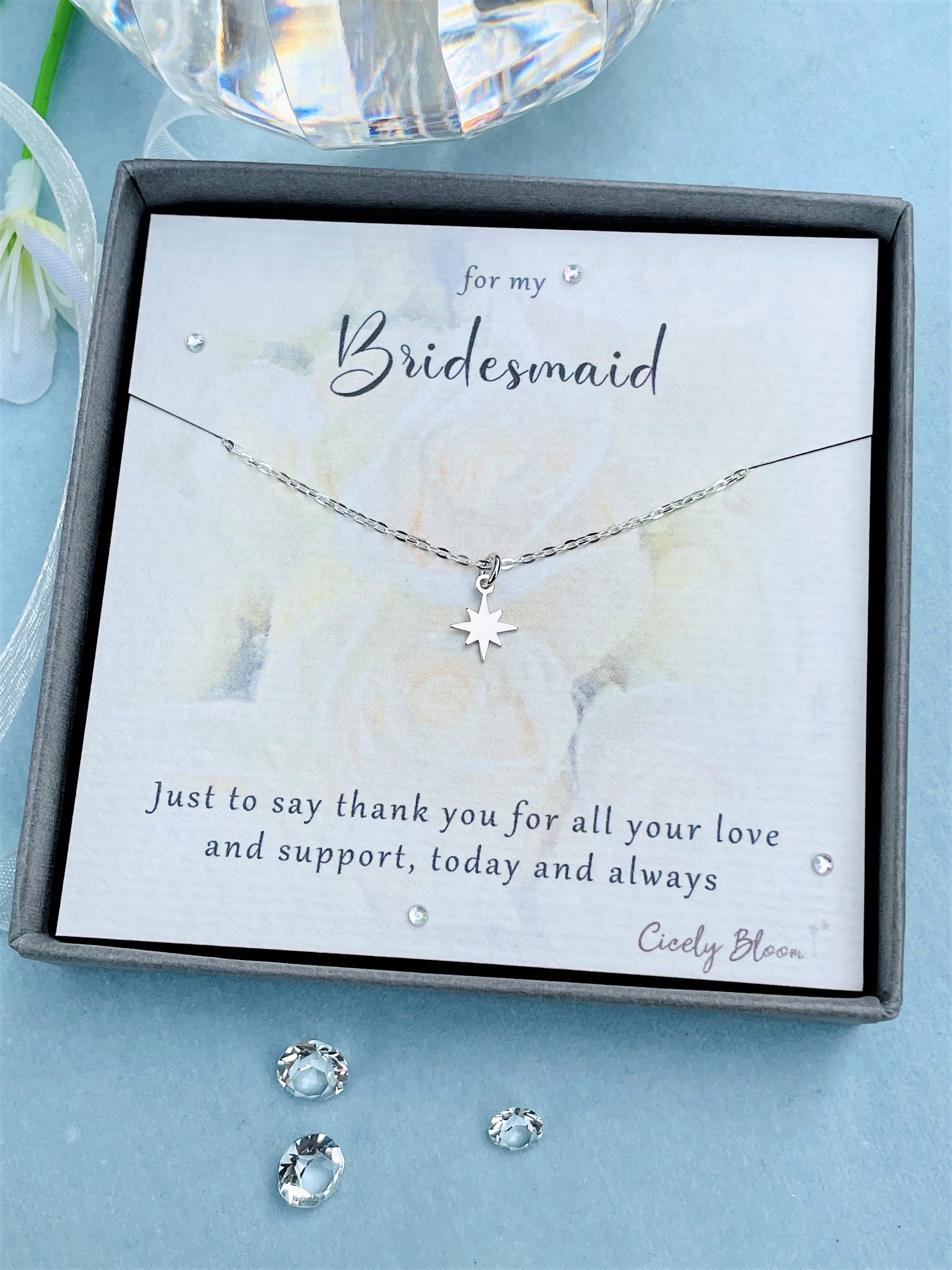 REAL Silver Thank You Bridesmaid Heart Necklace Gift Box Jewellery FREE Postage 