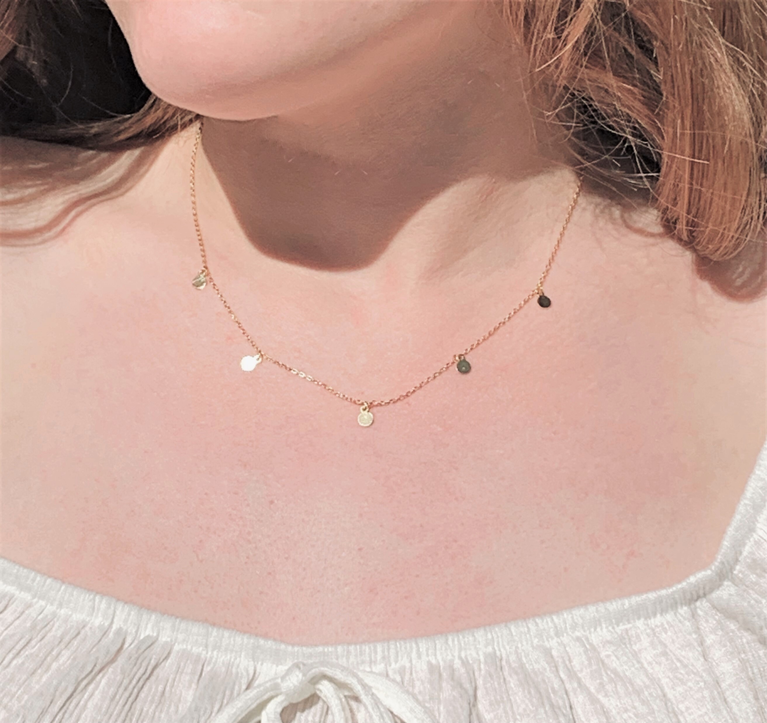 Dainty Gold Necklace Gold Coin Boho 
