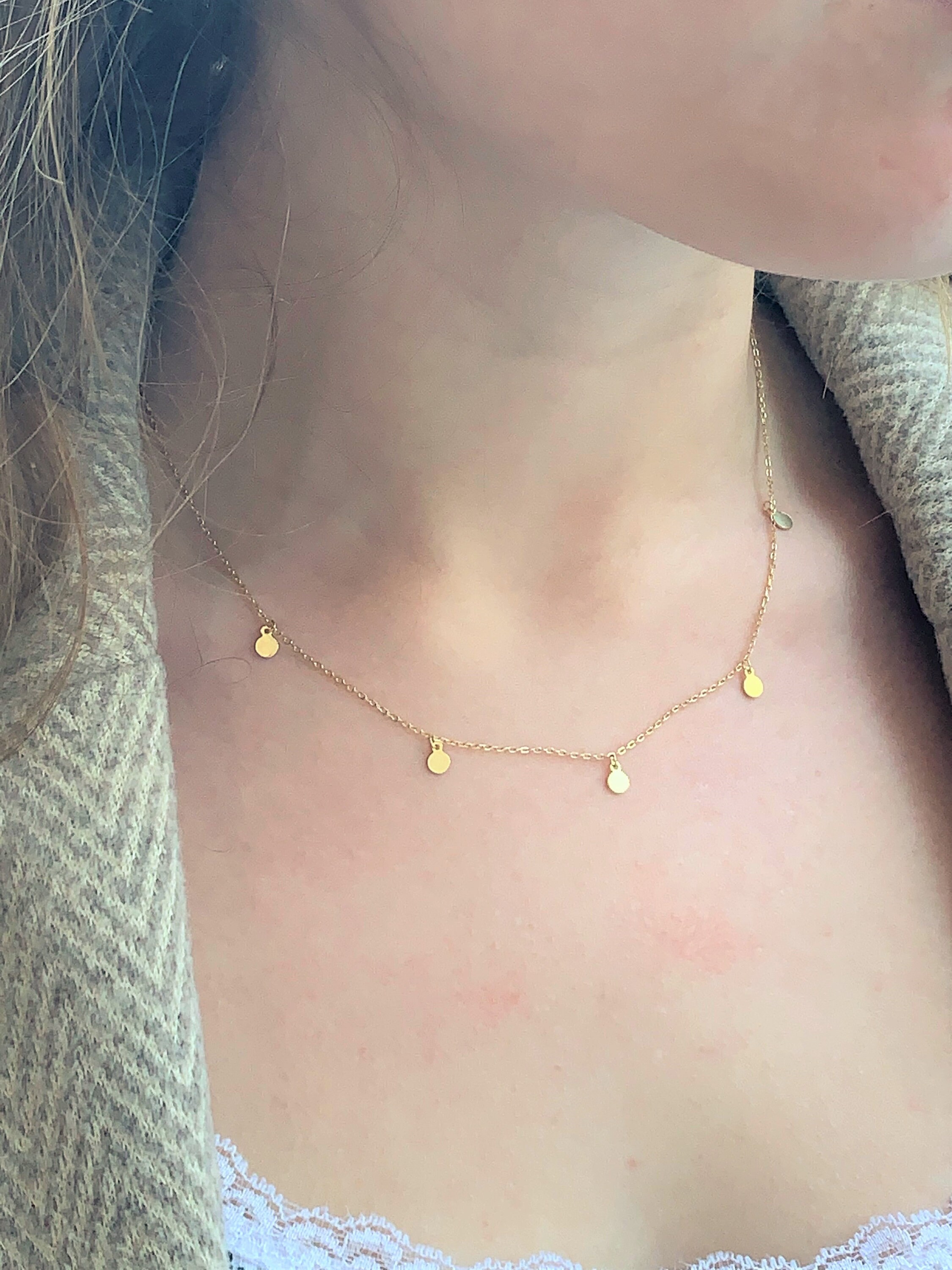 Dainty Gold Necklace Gold Coin Boho Choker Necklace Delicate - Etsy UK