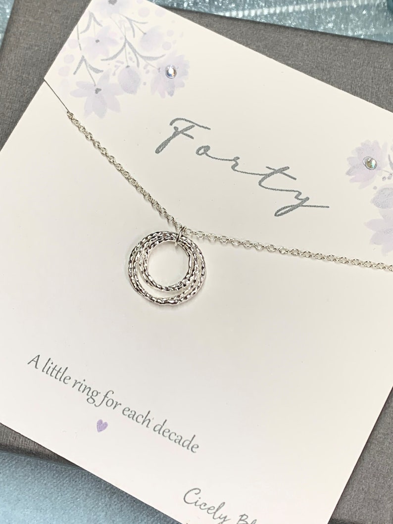 40th Birthday Gift Idea for Woman 4 Rings 4 Decades 40th Gift for Daughter Friend Sister 40th Birthday Necklace