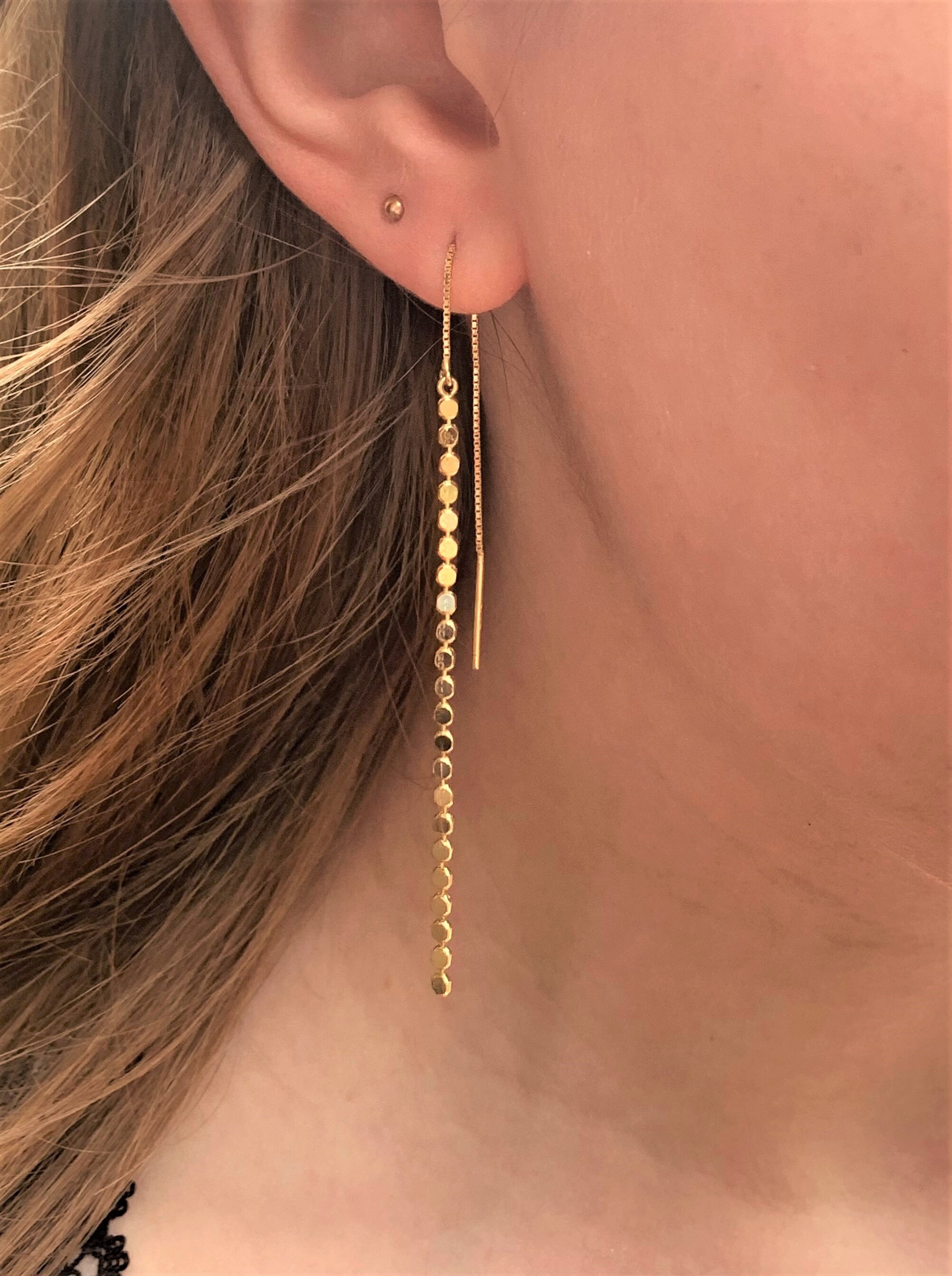 Dainty Gold Threader Earrings Long Earrings Dainty Gold Etsy UK