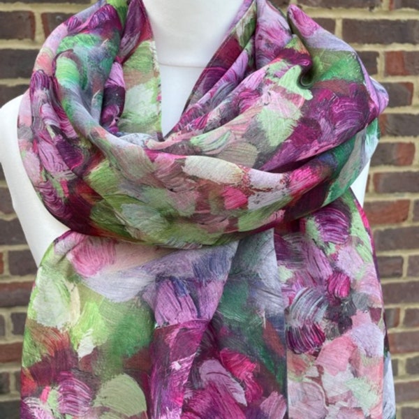 Pink Floral Scarf, Scarf for Women, Scarf Gift Wrap, Scarf in Gift Wrapping, Scarf as Gift Wrapped, Scarf Gifts, Scarf for Wedding