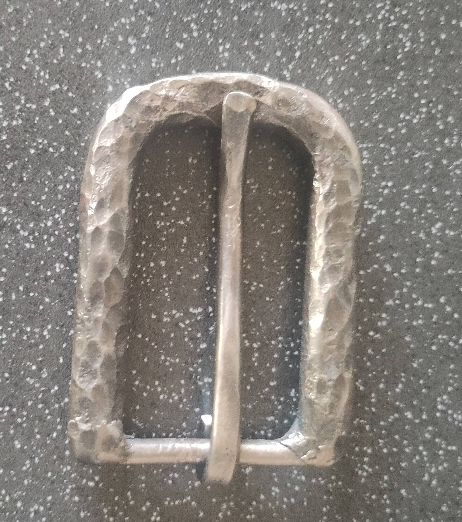 Hand Belt Buckle With Fitted Buffalo Belt Strap Hammered Effect