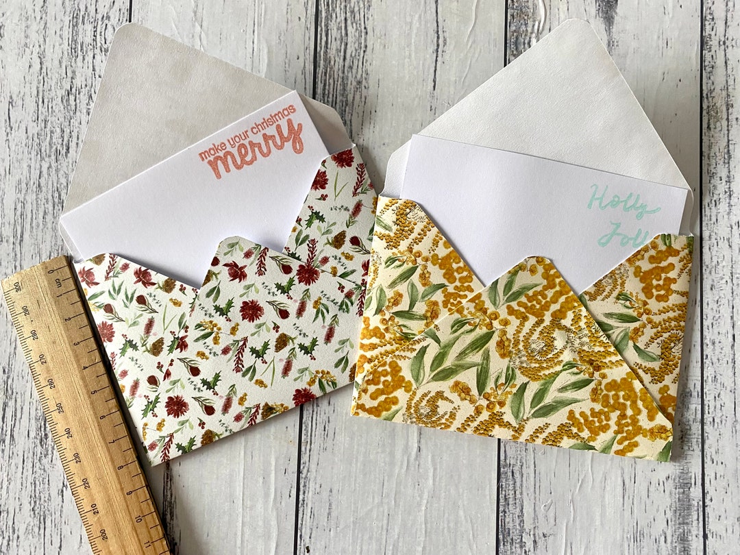 Set of Six Australian Native Flora Christmas Mini Envelopes and Stamped ...