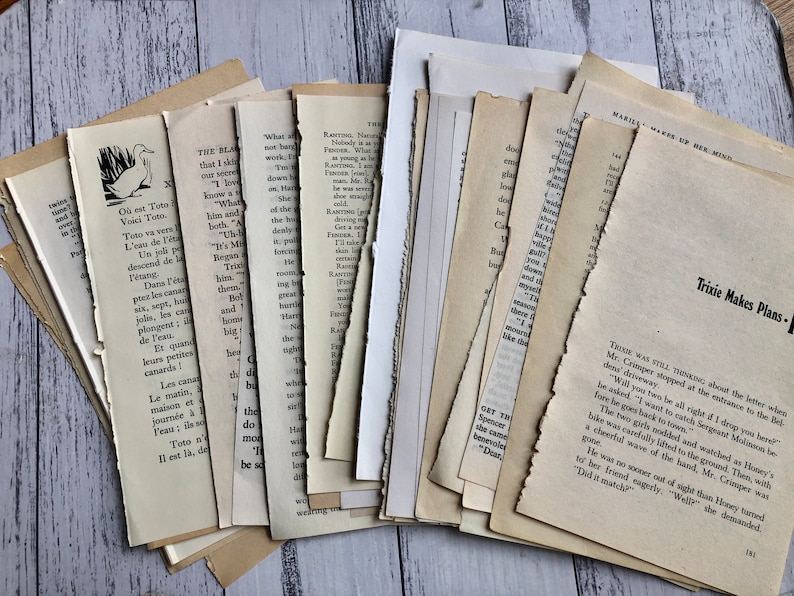 50 Vintage Book Pages, Mixed Paper Ephemera for Collage - Etsy Australia