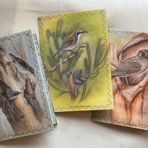 Bird junk journal, Australian bird notebook, mixed paper journal, gift for bird lovers, upcycled stationery, memory keeping scrapbook planne
