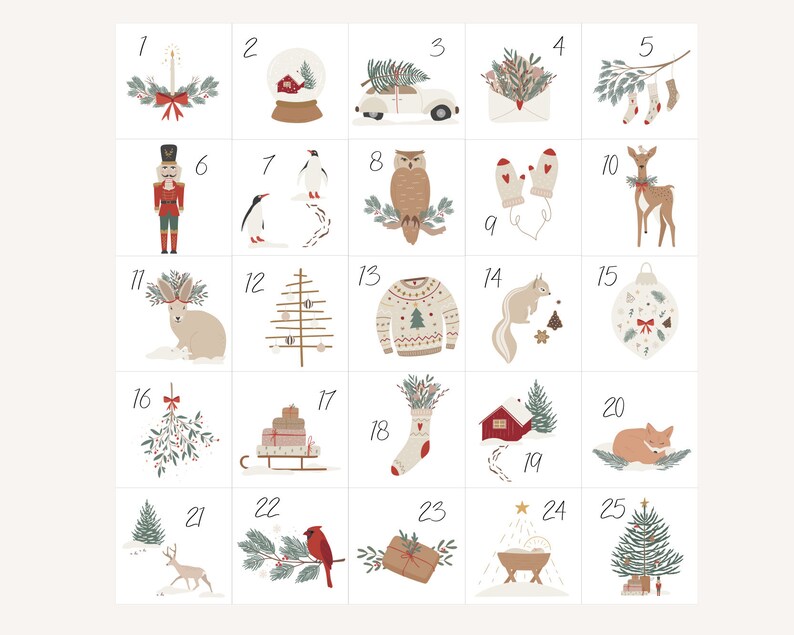 Advent Calendar Printable Advent Calendars for Kids Christmas - Etsy