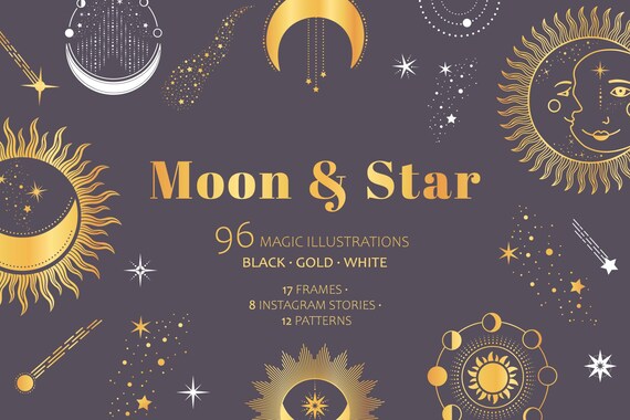 Moon Sun Stars Illustrations Celestial Clipart In Vector Etsy Moon Sun Stars Illustrations Celestial Clipart In Vector Etsy