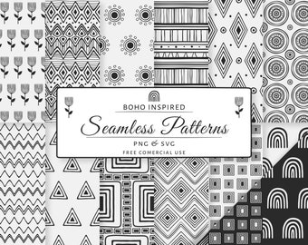 cute homework clipart black and white Retro Boho Seamless Repeat Patterns and Figures in SVG and PNG for Free Commercial Use. Black and White colored. Simple Hand Drawn Shapes.