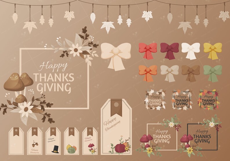 Free Commercial Use Thanksgiving Clipart Vector /& PNG Many items Autumn Themed Illustrations Instant Digital Print Cute Animals