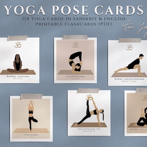 YOGA POSE CARDS - Asana printable flashcards -Yoga gift - Illustrated poses for teachers - yoga class - yoga poses - Yoga training