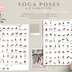 Yoga Poses A-Z Directory Printable Asanas Chart for Teachers Vinyasa Class