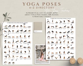Yoga Poses A-Z Directory Printable Asanas Chart for Teachers Vinyasa Class