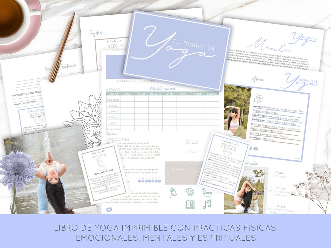 Yoga Diary Digital in Spanish Printable Cards Etsy