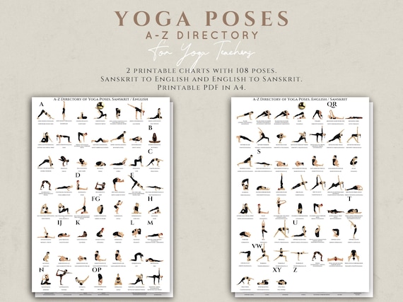 Yoga Poses A-Z Directory Printable Asanas Chart for Teachers