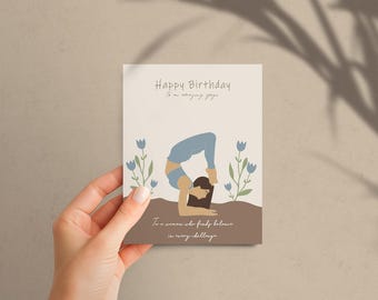 Yoga Birthday Card, Digital & Printable Yogi Greeting Card for Friend, Aesthetic Yoga Gift, Editable Phone Card Canva, PDF Yoga Teacher Gift