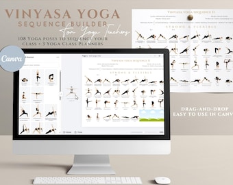 Yoga-reeksbouwer voor docenten, yoga-lesplanner, yoga-reeksopbouw, yoga-instructeursplan, printbare yogahoudingen (Canva-sjabloon), yogatraining