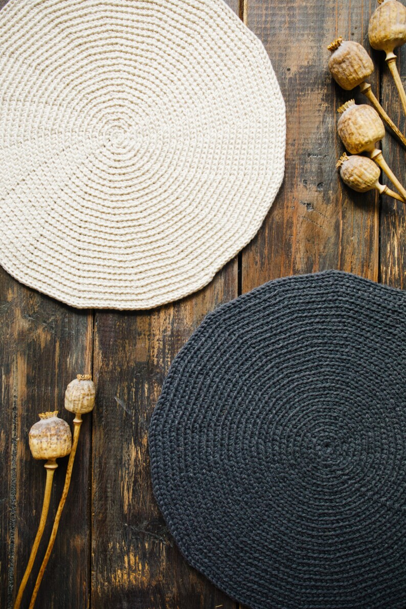 Ash Gray Cotton Placemats/ Dark Grey Placemats/ Round Etsy