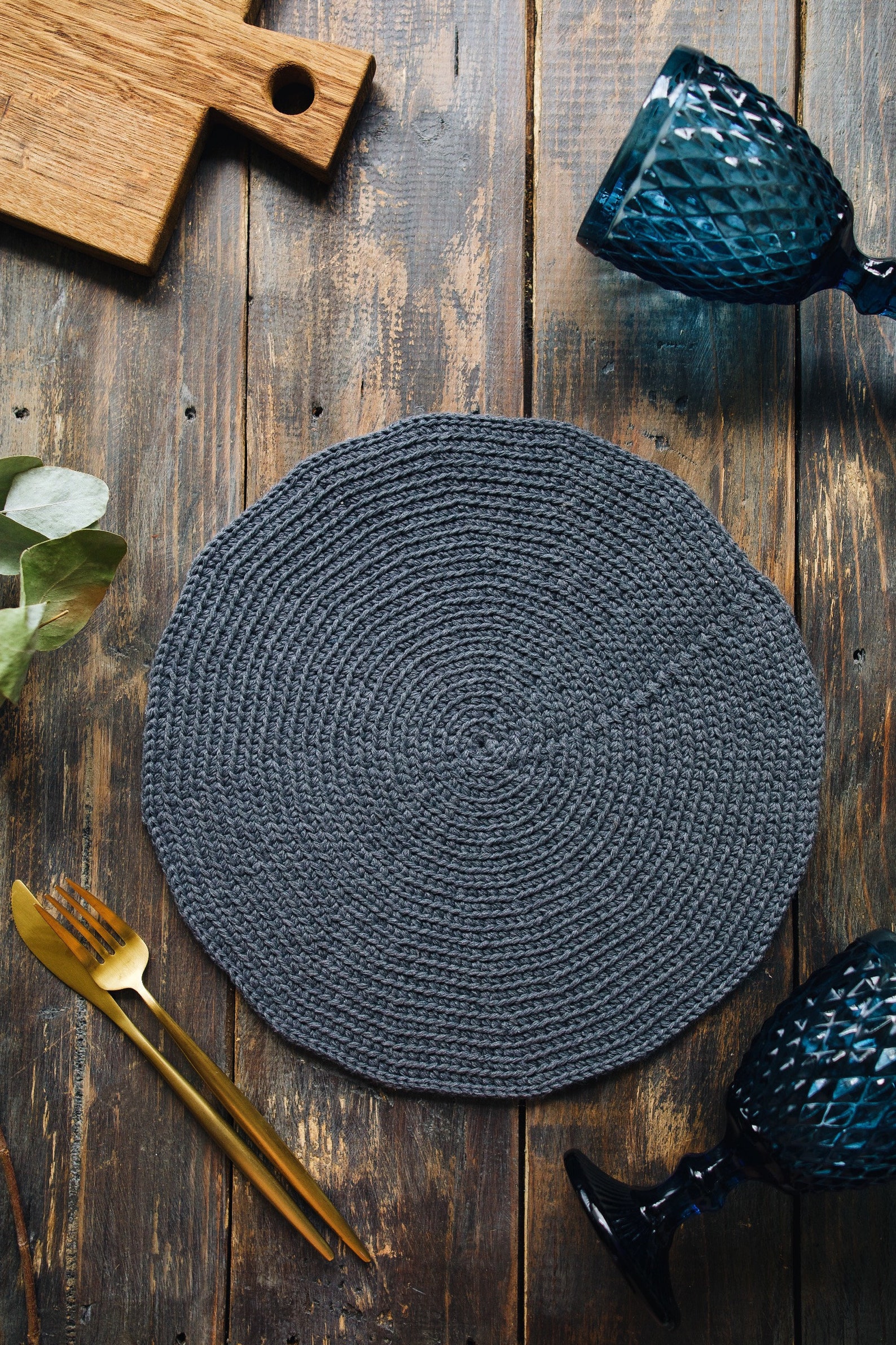 Ash Gray Cotton Placemat Dark Grey Round Place mats Etsy
